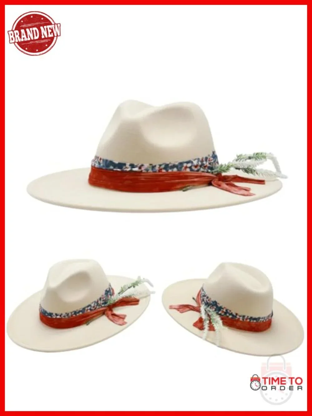 Wide Brim Fedora Hat for Men Women - Felt Hat with Gift Box